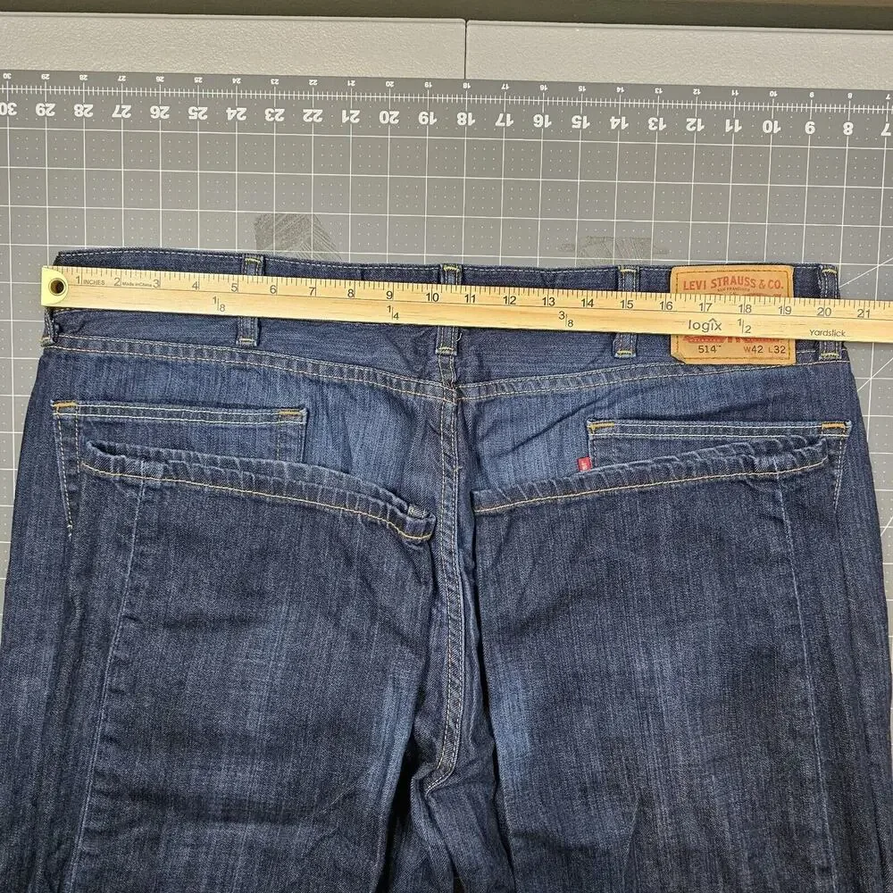 Levis 514 Jeans 42x32 Dark Wash Slim Straight Preppy Work Casual Biker Outdoors